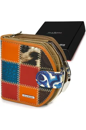 Julia rosso Patchwork portfel SKÓRZANY RFiD pudełko M99