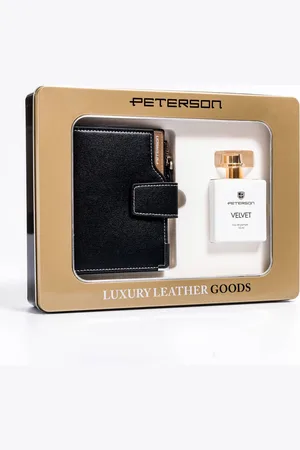 Peterson Zestaw prezentowy: skórzany portfel damski na zatrzask i woda perfumowana Velvet —
