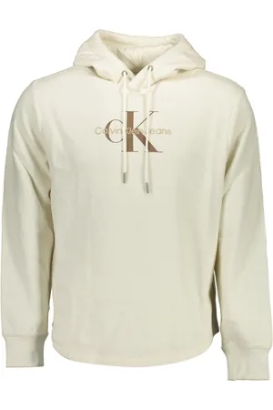 Calvin Klein BIAŁA BLUZA MĘSKA BEZ ZAMKA