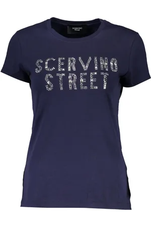 ERMANNO SCERVINO T-SHIRT DAMSKI Z KRÓTKIM RĘKAWEM NIEBIESKI