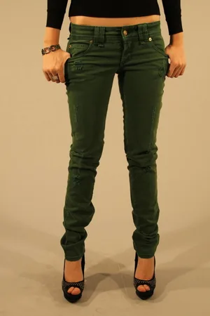John Galliano JEANS DENIM DAMSKI ZIELONY