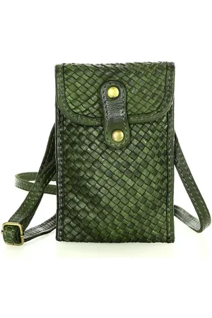 Genuine Leather Torebka skórzana na telefon etui smartfon - MARCO MAZZINI zielony