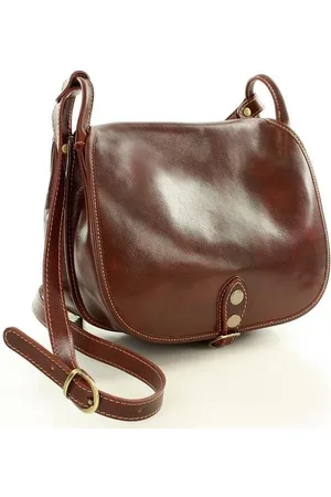 Genuine Leather Duża włoska torebka listonoszka typu saddle bag MARCO MAZZINI - Toscania Classico brązowa