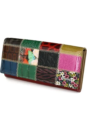 Julia rosso Portfel patchwork boho Julia Rososo skóra duży pudełko M94