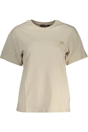 Napapijri DAMSKI T-SHIRT Z KRÓTKIM RĘKAWEM BEŻOWY