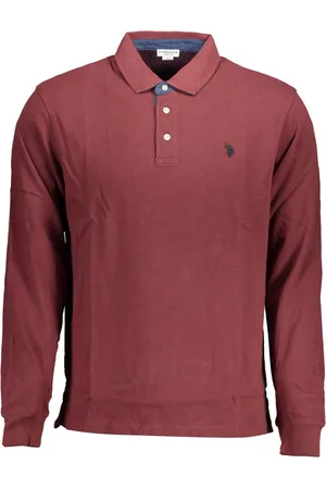 Ralph Lauren US POLO MĘSKA FIOLETOWA KOSZULKA POLO Z DŁUGIMI RĘKAWAMI