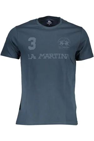 La Martina NIEBIESKI T-SHIRT Z KRÓTKIM RĘKAWEM