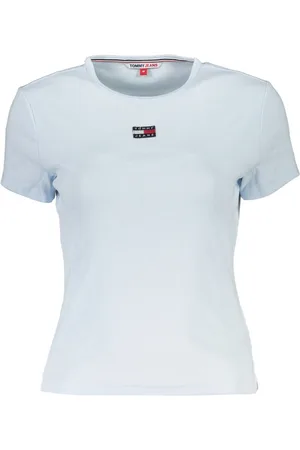 Tommy Hilfiger T-SHIRT JASNONIEBIESKI DAMSKI T-SHIRT Z KRÓTKIM RĘKAWEM