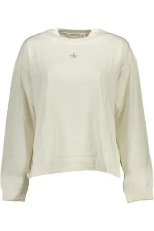 Calvin Klein BIAŁY DAMSKI T-SHIRT Z DŁUGIM RĘKAWEM