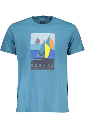 GIANMARCO VENTURI T-SHIRT MĘSKI Z KRÓTKIM RĘKAWEM NIEBIESKI