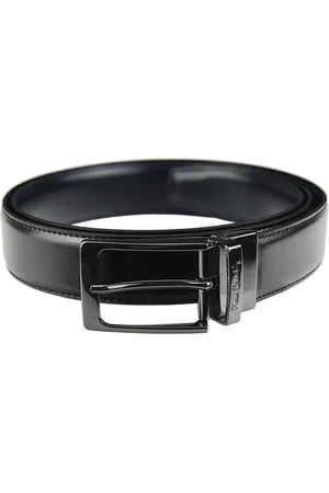 Pierre Cardin Męski pasek z prawdziwej skóry FWJX5 DOUBLE BLACK-BLUE