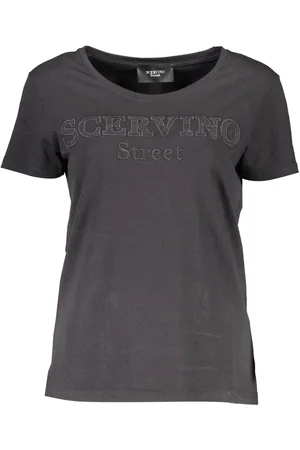 ERMANNO SCERVINO T-SHIRT DAMSKI Z KRÓTKIM RĘKAWEM CZARNY