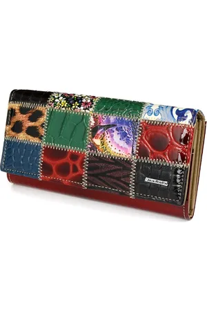 Julia rosso Portfel patchwork boho Julia Rososo skóra duży pudełko G89