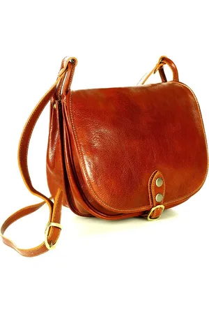 Genuine Leather Duża włoska torebka listonoszka typu saddle bag MARCO MAZZINI - Toscania Classico camel