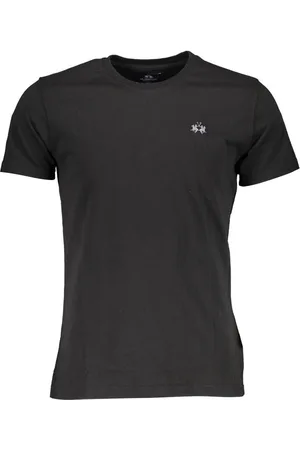 La Martina T-SHIRT MĘSKI Z KRÓTKIMI RĘKAWAMI CZARNY