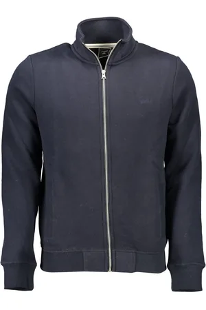 Superdry BLUZA MĘSKA Z ZAMKIEM NIEBIESKA