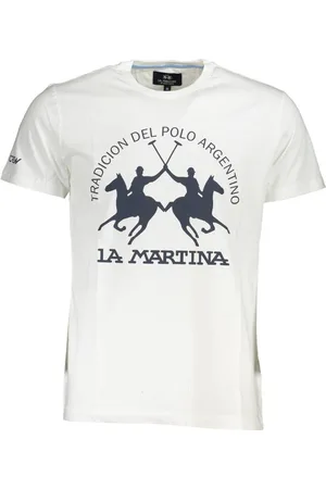 La Martina BIAŁY MĘSKI T-SHIRT Z KRÓTKIM RĘKAWEM