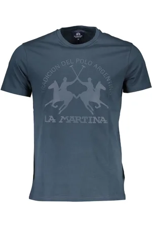 La Martina NIEBIESKI T-SHIRT Z KRÓTKIM RĘKAWEM