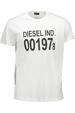 Diesel BIAŁA MĘSKA KOSZULKA Z KRÓTKIM RĘKAWEM