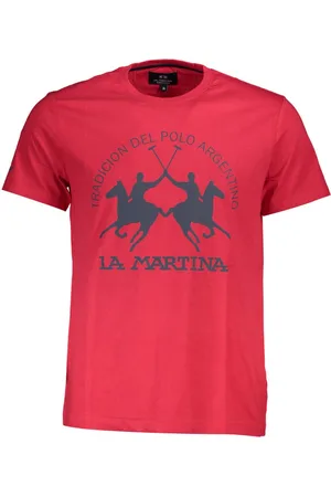 La Martina CZERWONY T-SHIRT MĘSKI Z KRÓTKIM RĘKAWEM