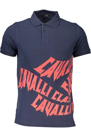 Roberto Cavalli POLO MĘSKA Z KRÓTKIM RĘKAWEM NIEBIESKA
