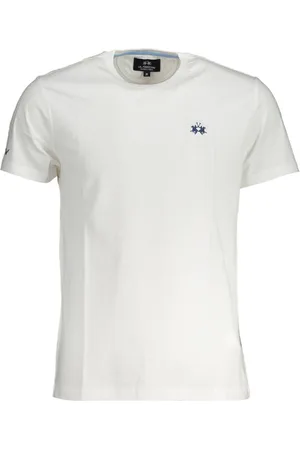 La Martina BIAŁY MĘSKI T-SHIRT Z KRÓTKIM RĘKAWEM