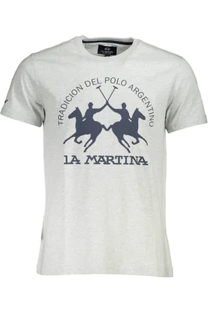 La Martina T-SHIRT Z KRÓTKIM RĘKAWEM MĘSKI SZARY