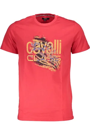 Roberto Cavalli T-SHIRT Z KRÓTKIM RĘKAWEM MĘSKI CZERWONY