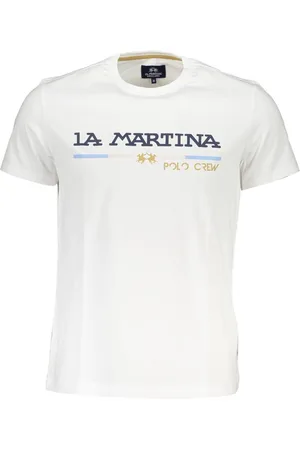 La Martina BIAŁY MĘSKI T-SHIRT Z KRÓTKIM RĘKAWEM