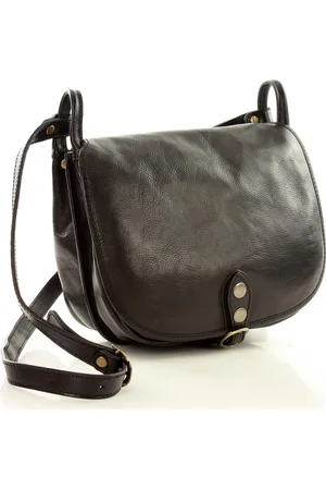 Genuine Leather Duża włoska torebka listonoszka typu saddle bag MARCO MAZZINI - Toscania Classico czarna