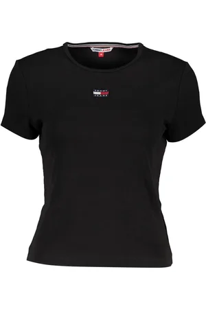 Tommy Hilfiger CZARNY DAMSKI T-SHIRT Z KRÓTKIM RĘKAWEM