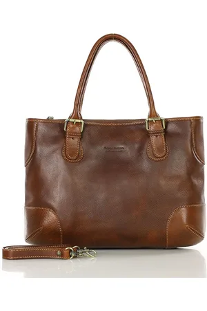 MAZZINI Torebka do ręki kuferek genuine leather made in Italy - MARCO brązowy