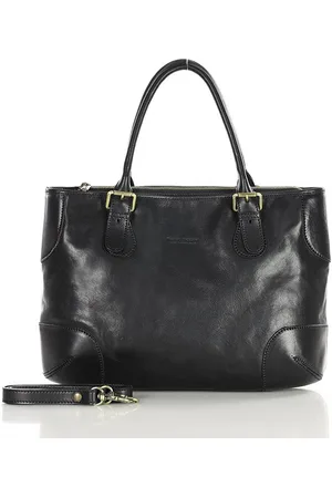 MAZZINI Torebka do ręki kuferek genuine leather made in italy - MARCO czarny