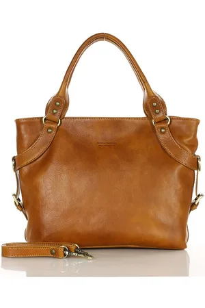 MAZZINI Torebka biznesowa damska kuferek skórzany premium bag - MARCO camel