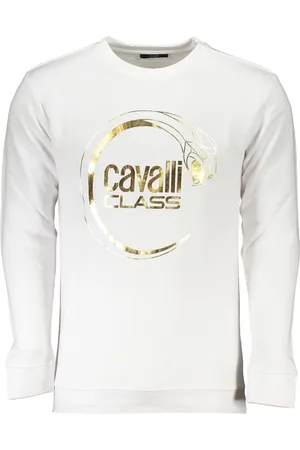 Roberto Cavalli BIAŁA BLUZA MĘSKA BEZ ZAMKU KLASY CAVALLI