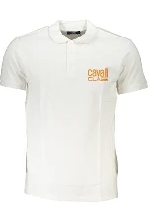 Roberto Cavalli BIAŁA MĘSKA KOSZULKA POLO Z KRÓTKIM RĘKAWEM KLASY CAVALLI