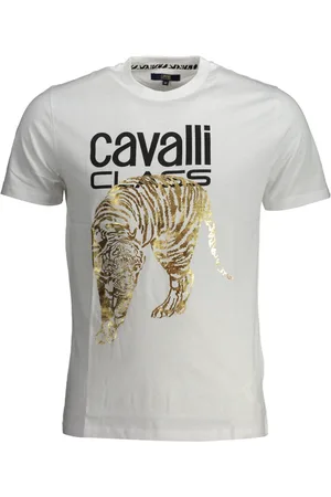 Roberto Cavalli T-SHIRT MĘSKI Z KRÓTKIM RĘKAWEM KLASY CAVALLI BIAŁY