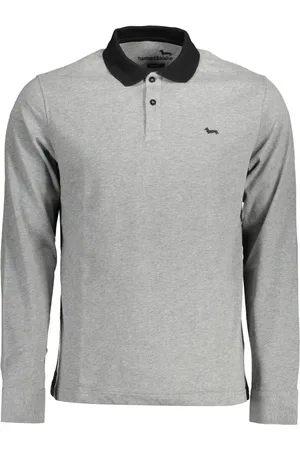 HARMONT&BLAINE HARMONT & BLAINE KOSZULKA POLO Z DŁUGIM RĘKAWEM MĘSKA SZARA