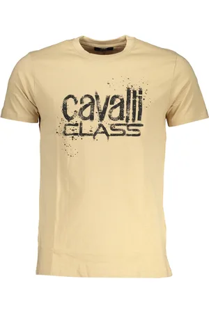 Roberto Cavalli T-SHIRT MĘSKI Z KRÓTKIM RĘKAWEM KLASY CAVALLI BEŻOWY