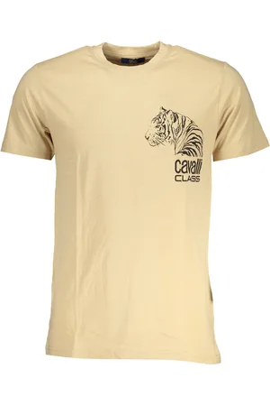 Roberto Cavalli T-SHIRT MĘSKI Z KRÓTKIM RĘKAWEM KLASY CAVALLI BEŻOWY
