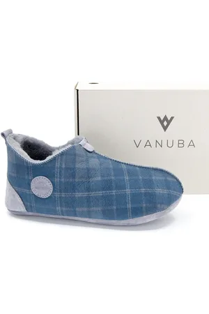 Vanuba Kapcie męskie OXFORD Tartan niebieskie