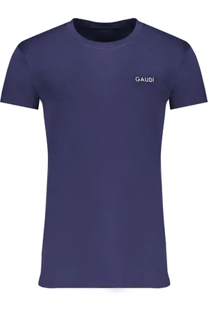 Gaudi NIEBIESKI T-SHIRT MĘSKI Z KRÓTKIM RĘKAWEM GAUDÌ