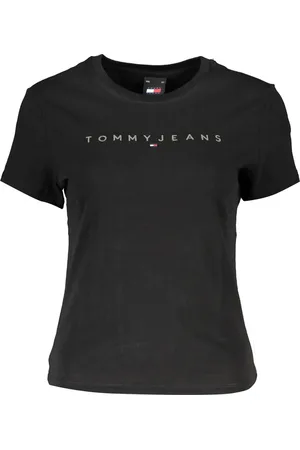 Tommy Hilfiger DAMSKI T-SHIRT Z KRÓTKIM RĘKAWEM CZARNY