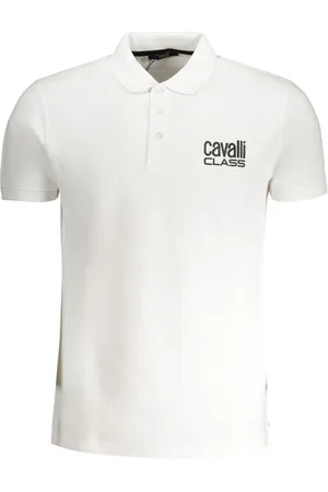 Roberto Cavalli BIAŁA MĘSKA KOSZULKA POLO Z KRÓTKIM RĘKAWEM KLASY CAVALLI