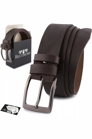 Beltimore Pasek męski skórzany premium szeroki 4cm klasyczny brązowy Jeans E34 : Kolory - brązowy, beżowy, Rozmiar pasków - r.85-100 cm