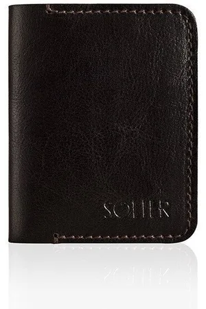 Solier Cienki skórzany męski portfel SOLIER SW11 SLIM BRĄZ