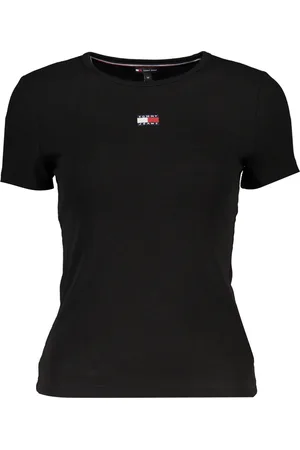 Tommy Hilfiger DAMSKI T-SHIRT Z KRÓTKIM RĘKAWEM CZARNY