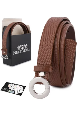 Beltimore Skórzany pasek damski do spodni sukienki brązowa skóra nat 1,8 cm O19 : Kolory - brązowy, beżowy, Rozmiar pasków - r.100-115 cm