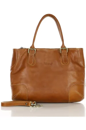 MAZZINI Torebka do ręki kuferek genuine leather made in Italy - MARCO camelowa