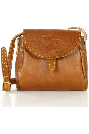 MAZZINI Mini torebka na telefon i portfel ze skóry pouch bag - MARCO camel